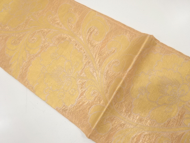 JAPANESE KIMONO / ANTIQUE KIMONO / SILK / FOR SUMMER / WOVEN PEONY ARABESQUE